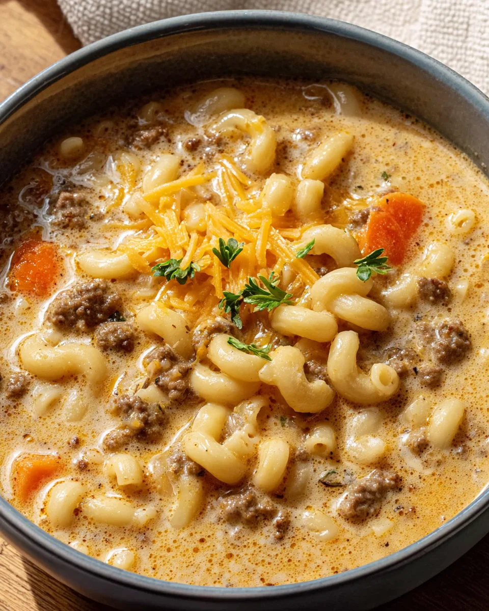 Cheeseburger Macaroni Soup: Comforting One-Pot Delight!