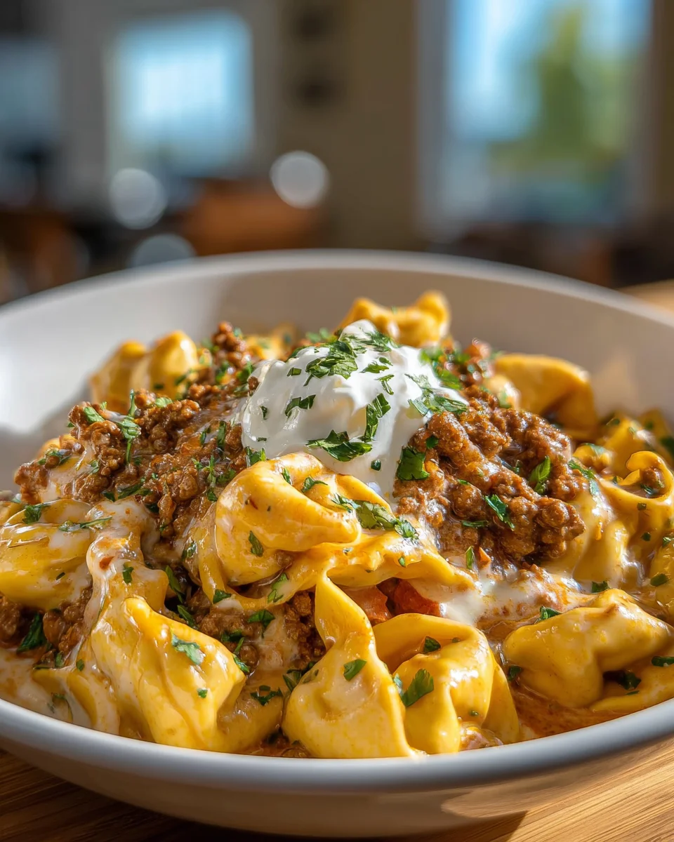Delicious Cheesy Taco Tortellini Bake - Family Favorite