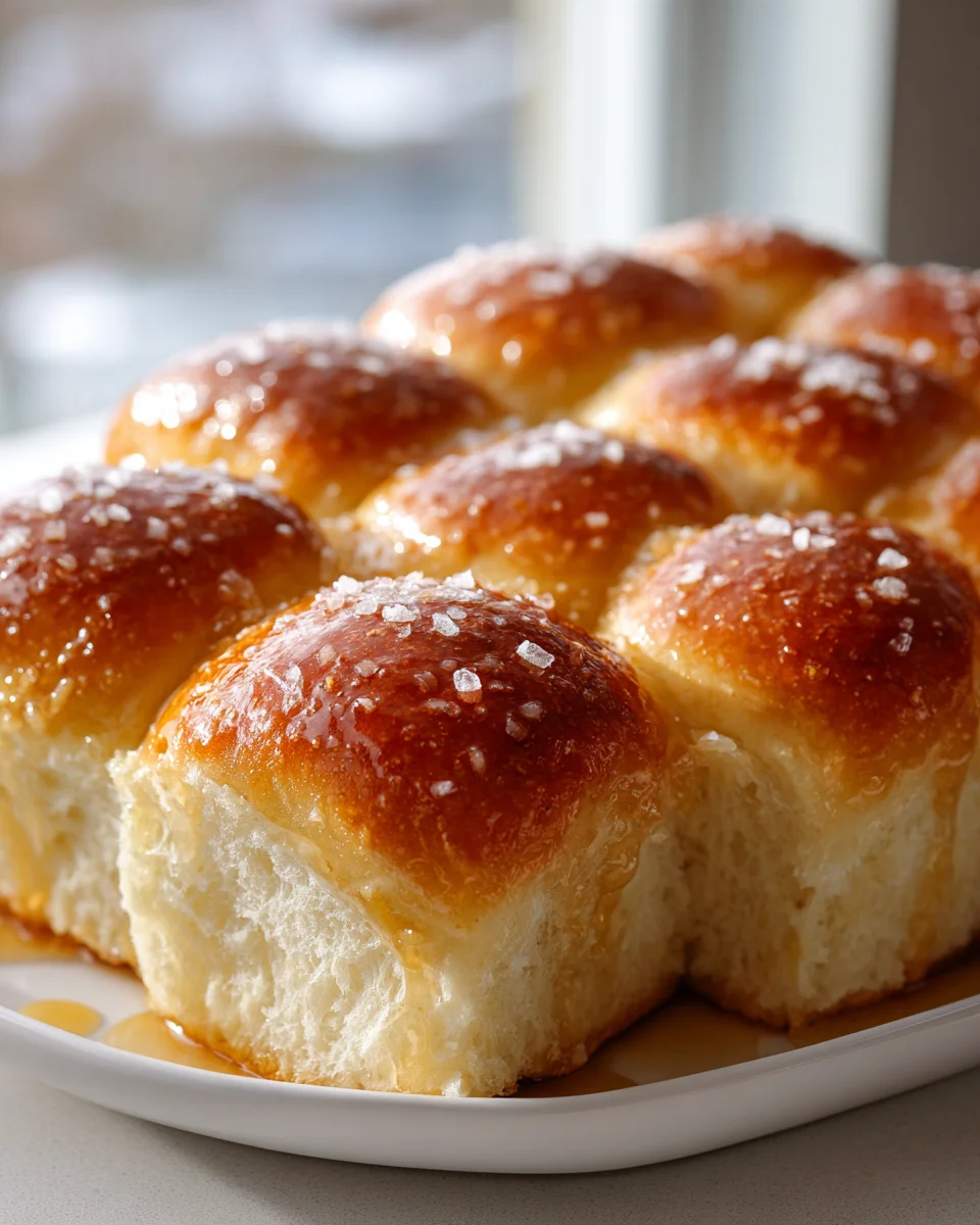 Honey Garlic Butter Dinner Rolls: Soft & Flaky Sea Salt