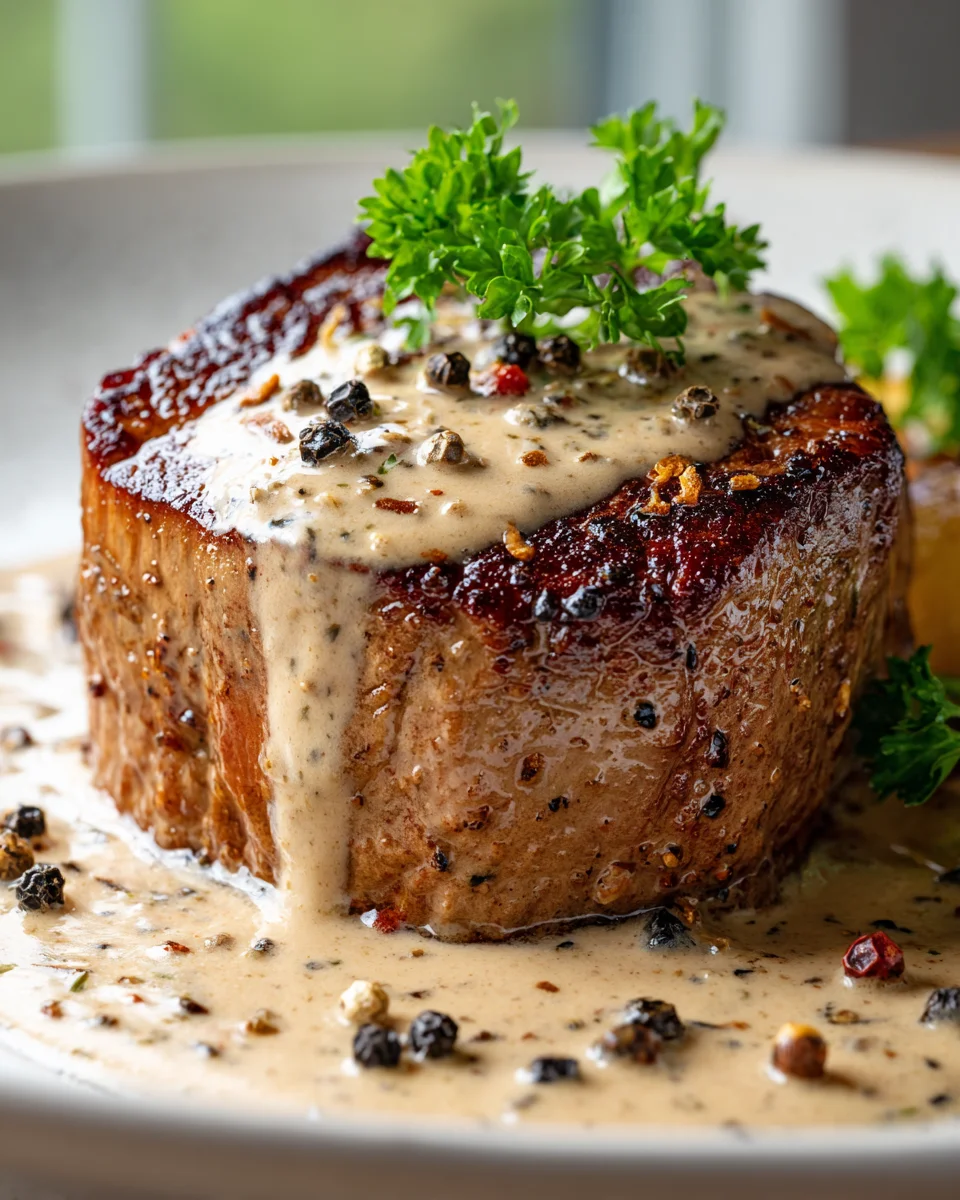 Elegant Filet Mignon With Creamy Peppercorn Sauce