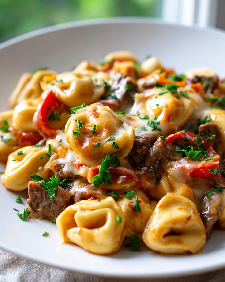 Cheesesteak Tortellini Skillet: Quick Beef & Provolone