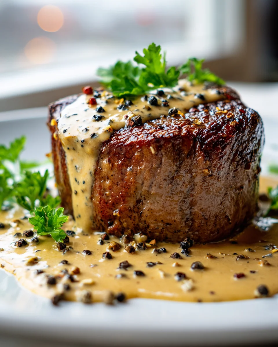 Elegant Filet Mignon With Creamy Peppercorn Sauce