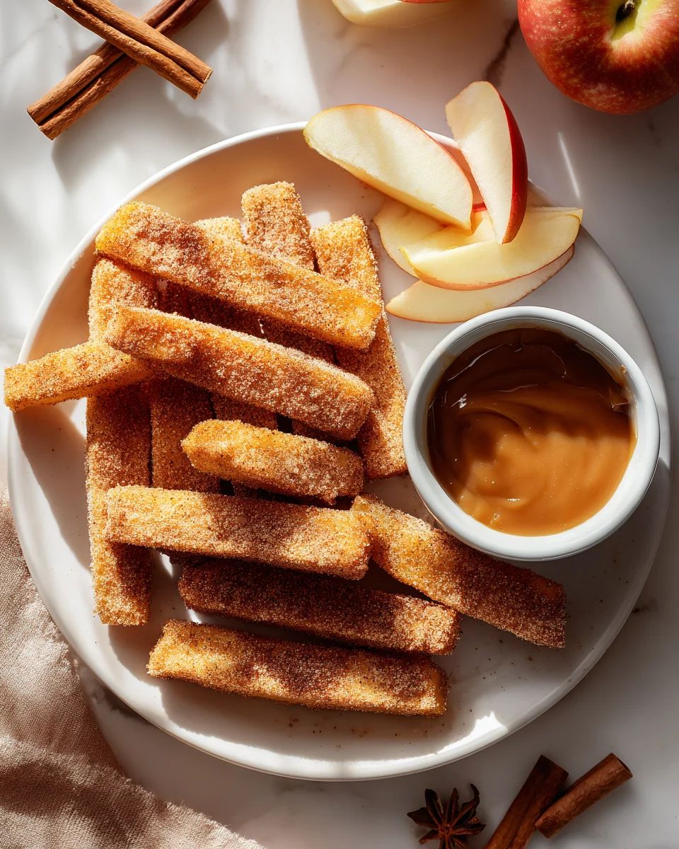 Crispy Cinnamon Sugar Apple Fries with Dreamy Caramel Dip