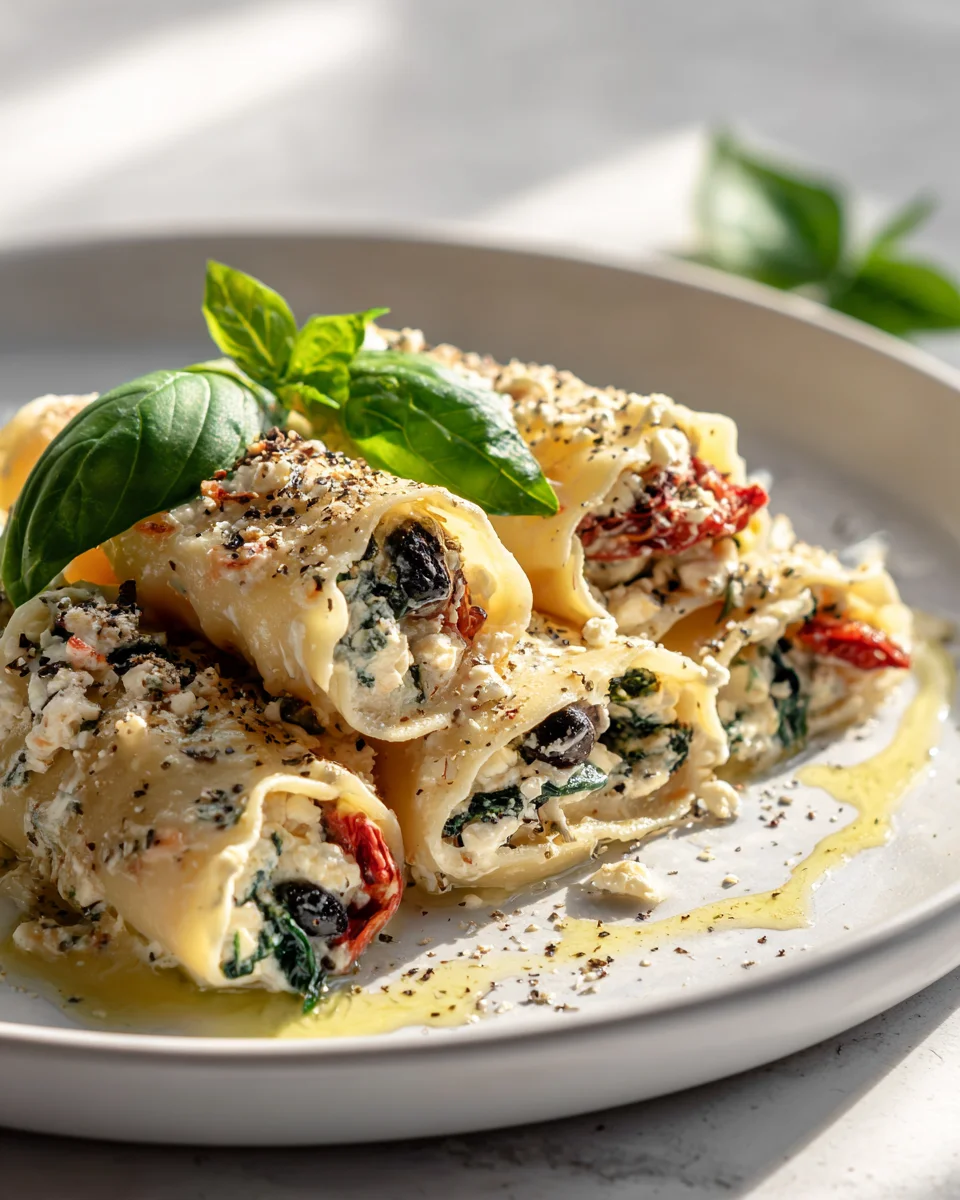 Delicious Mediterranean Veggie Feta Pasta Rolls Recipe
