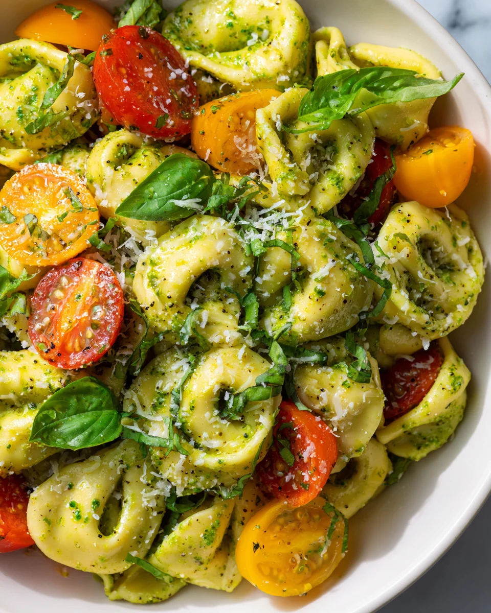 Delicious Pesto Tortellini Salad with Cherry Tomatoes