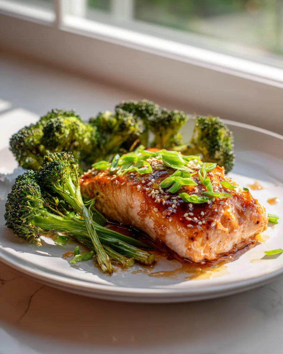 Easy Honey Garlic Baked Salmon with Roasted Broccoli