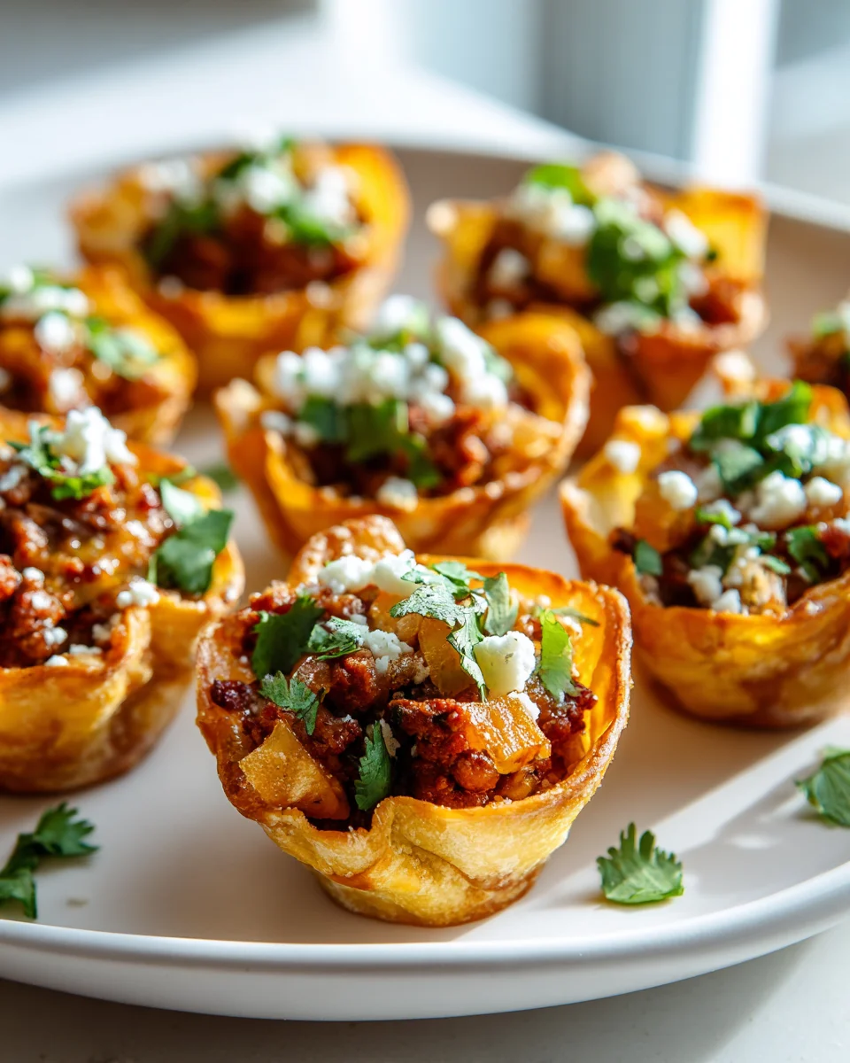 Crispy Potato & Beef Chorizo Taco Cups: Easy Mini Recipe!