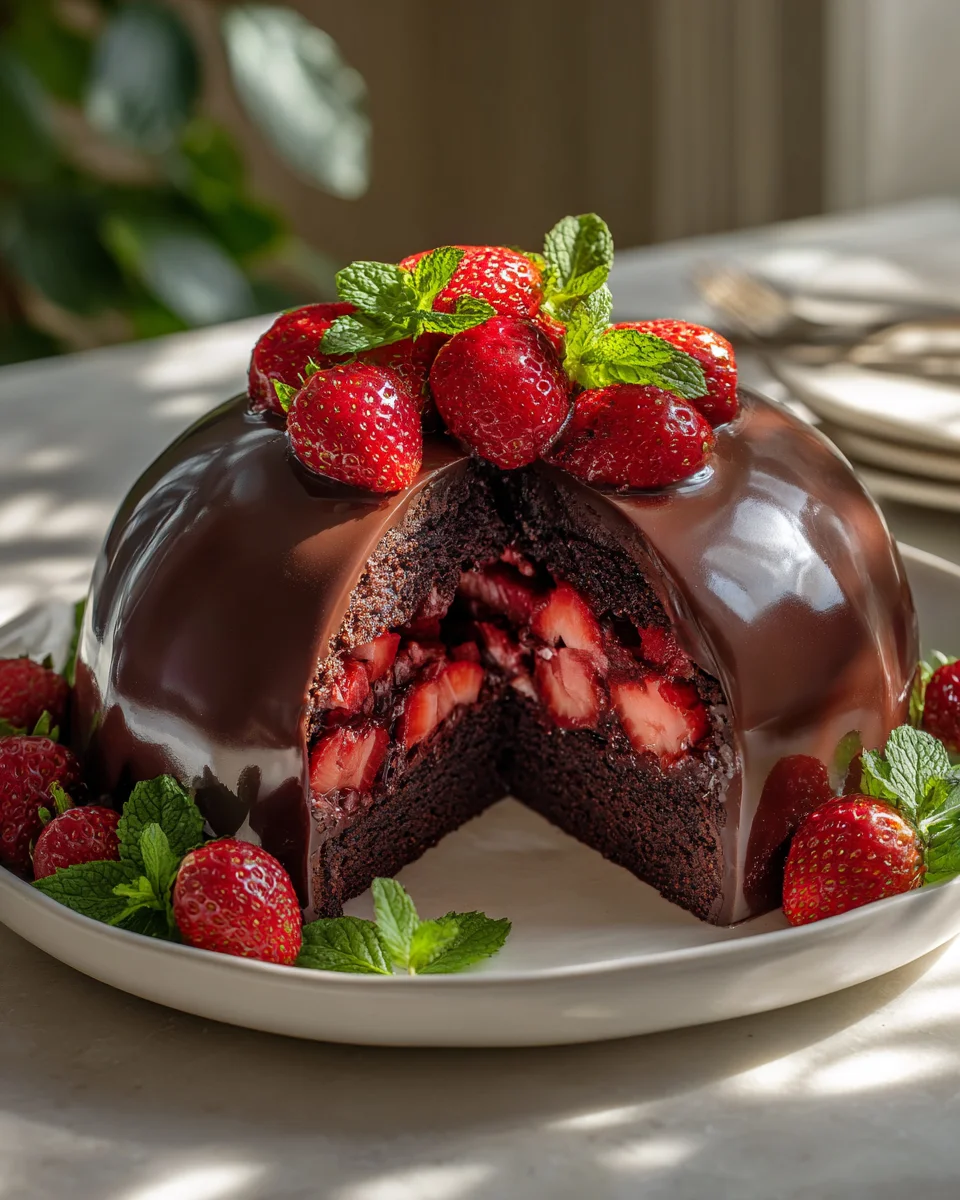 Wow-Worthy Indulgent Strawberry Chocolate Shell Cake
