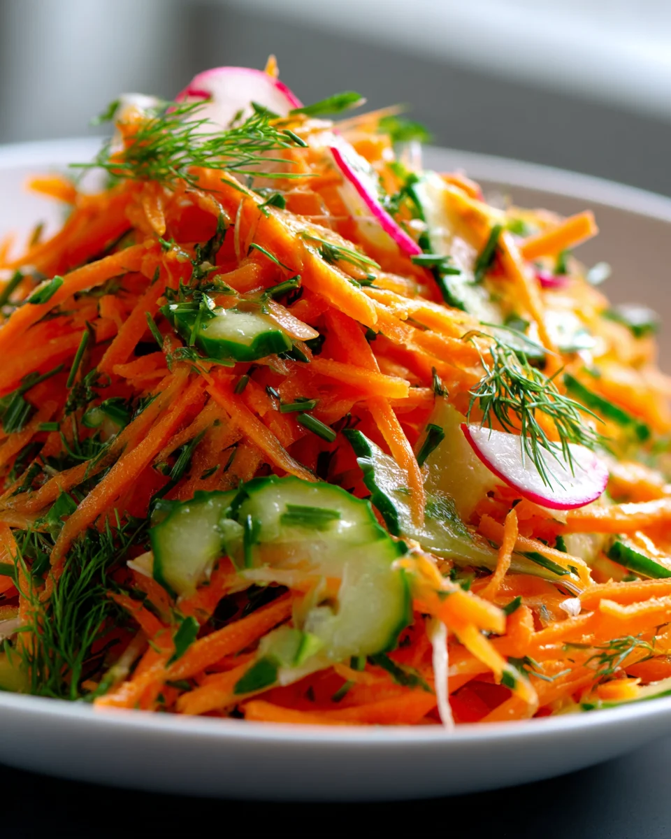 Refreshing Carrot Cucumber Dill Salad with Light Dressing