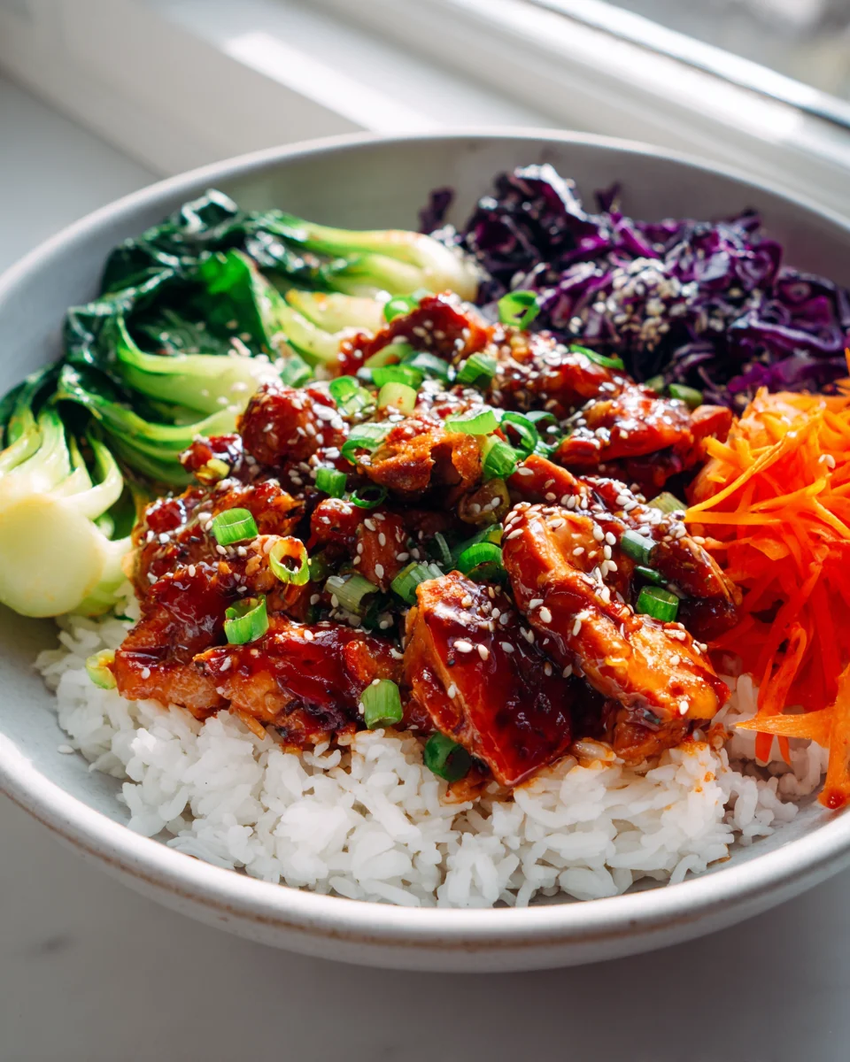 Spicy Korean BBQ Chicken Veggie Bowls: Easy & Delicious