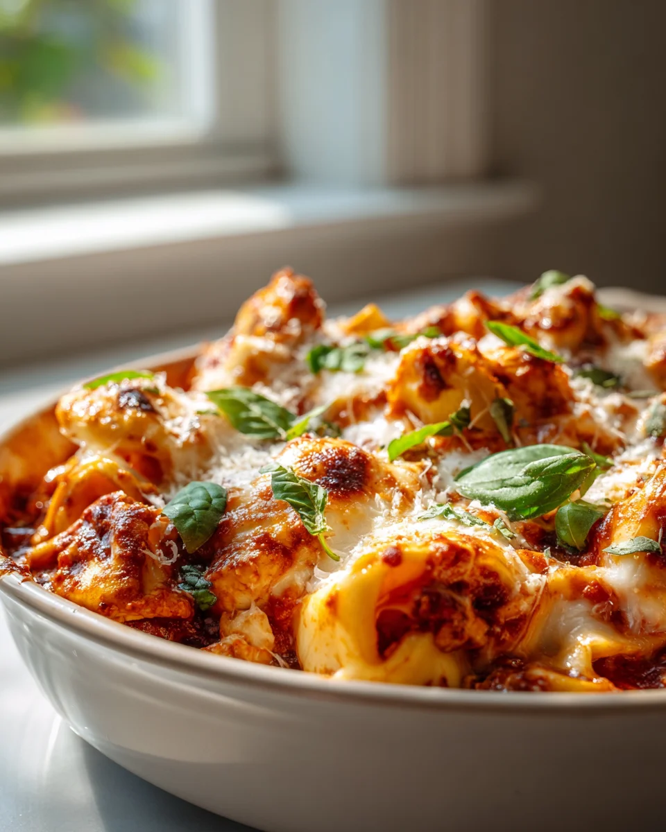 Cheesy Chicken Parmesan Tortellini Bake: Quick Dinner!
