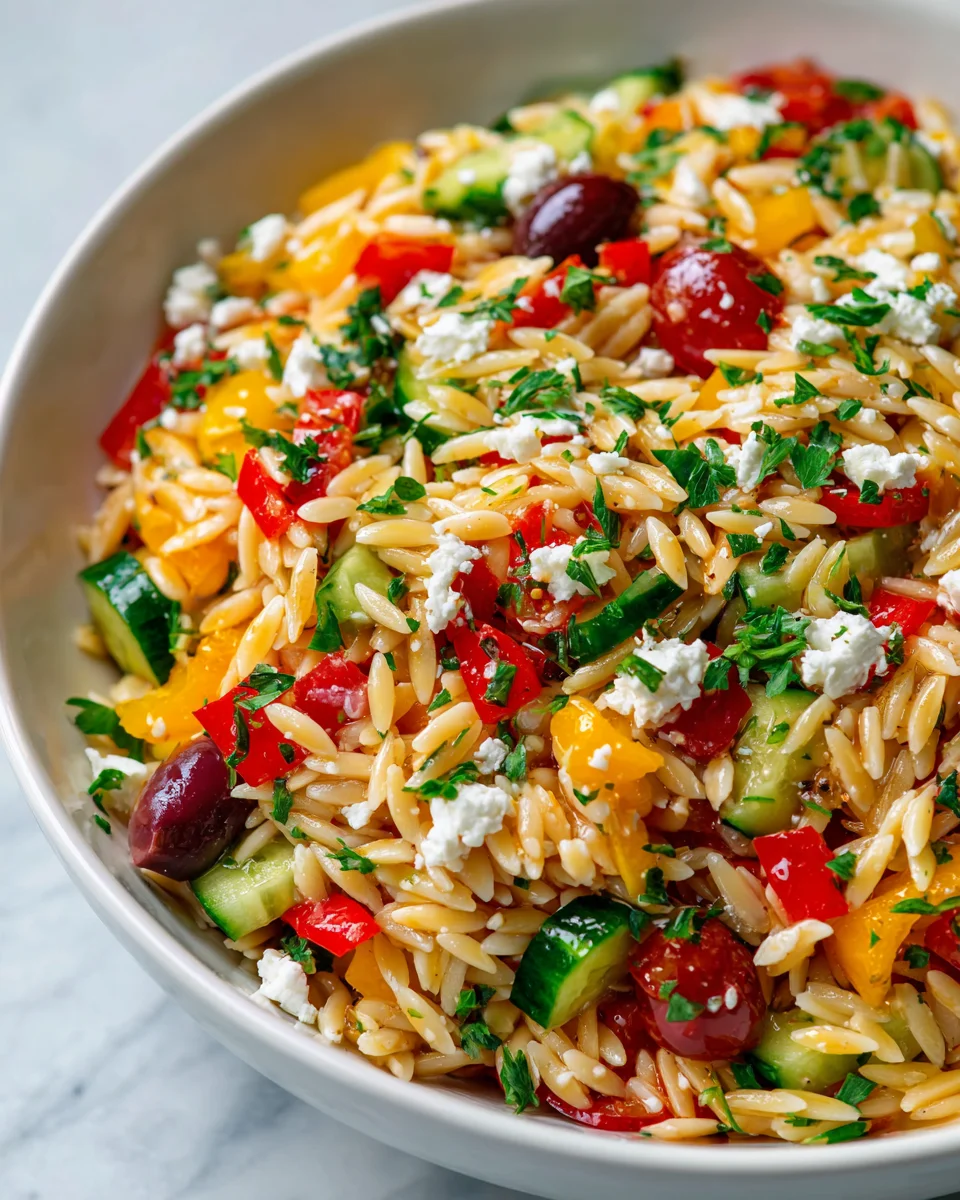 Delicious Mediterranean Orzo Summer Pasta Salad with Feta
