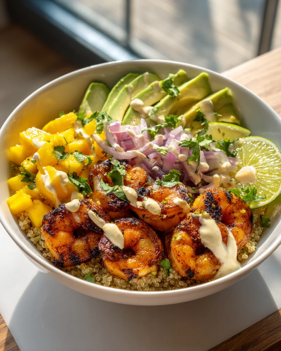 Shrimp Avocado Bowls with Mango Salsa & Zesty Lime Chili