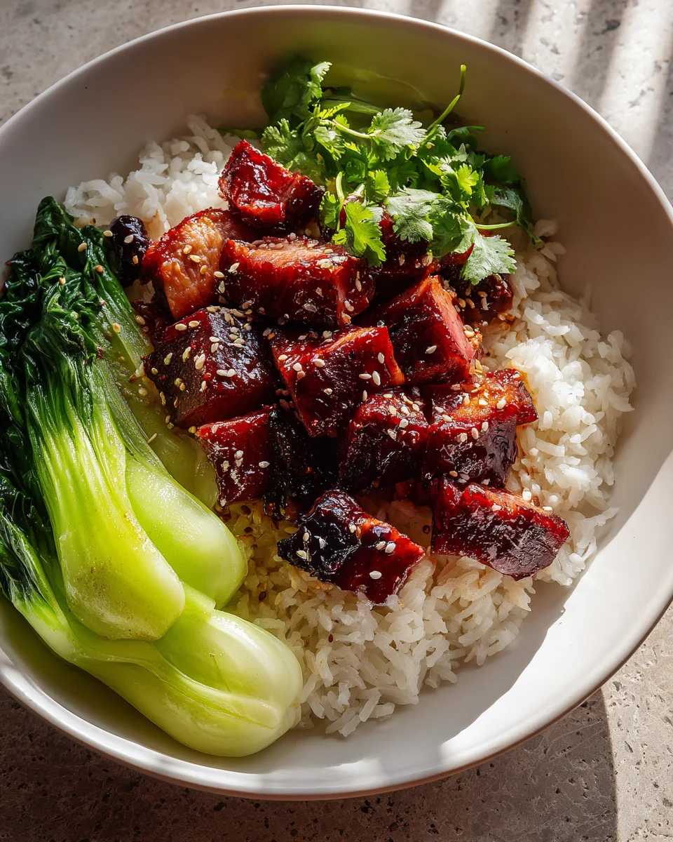 Easy Char Siu Chicken Rice Bowls with Steamed Bok Choy