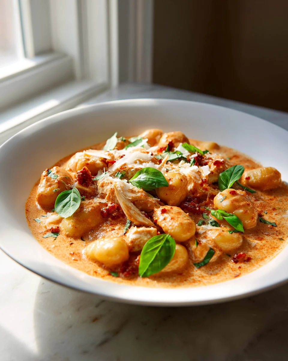 Creamy Sun Dried Tomato Gnocchi Soup with Chicken Dinner