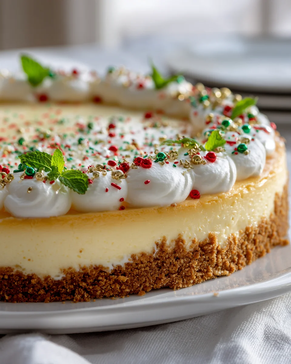 Festive Holiday Cookie Crust Christmas Cheesecake