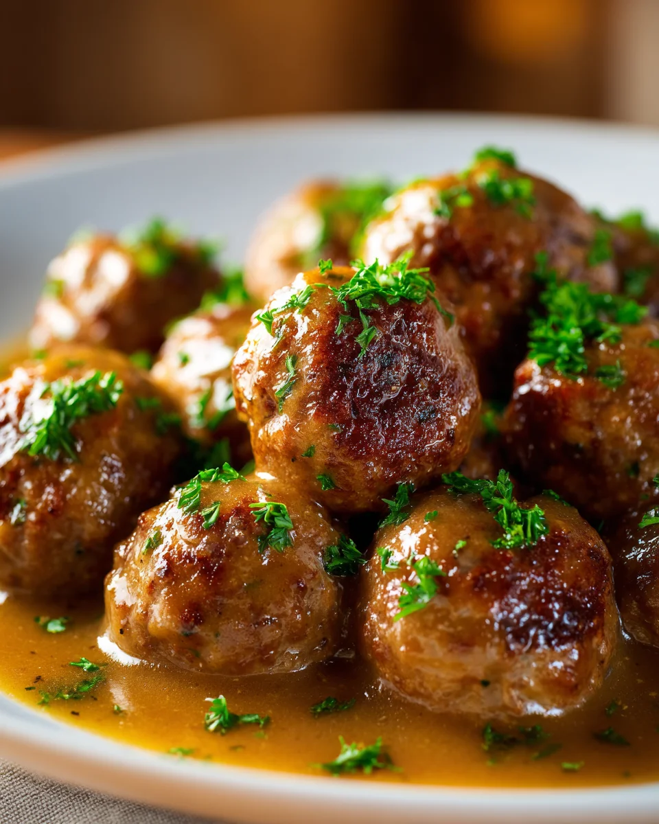 One Pot Ground Beef Meatballs and Gravy for Easy Dinner