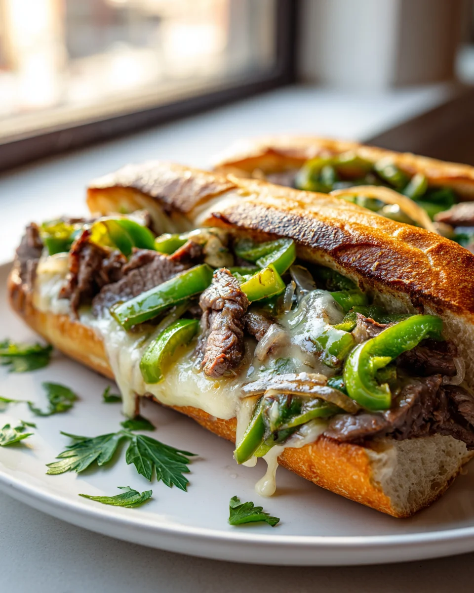 Amazing Philly Cheesesteak Grilled Sandwich w/ Peppers & Onions