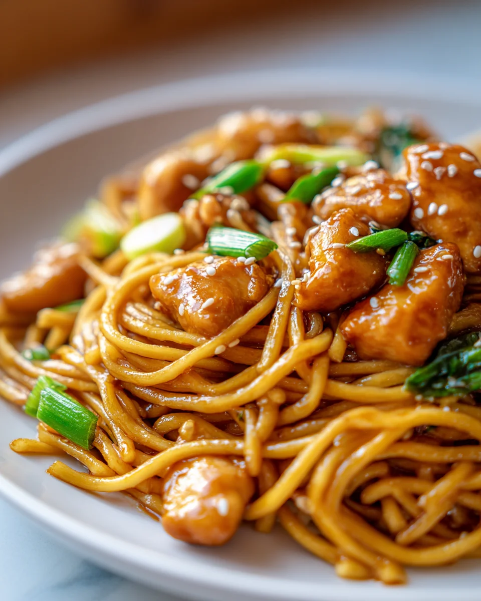 Sticky Garlic Chicken Noodles Recipe - Easy & Delicious!