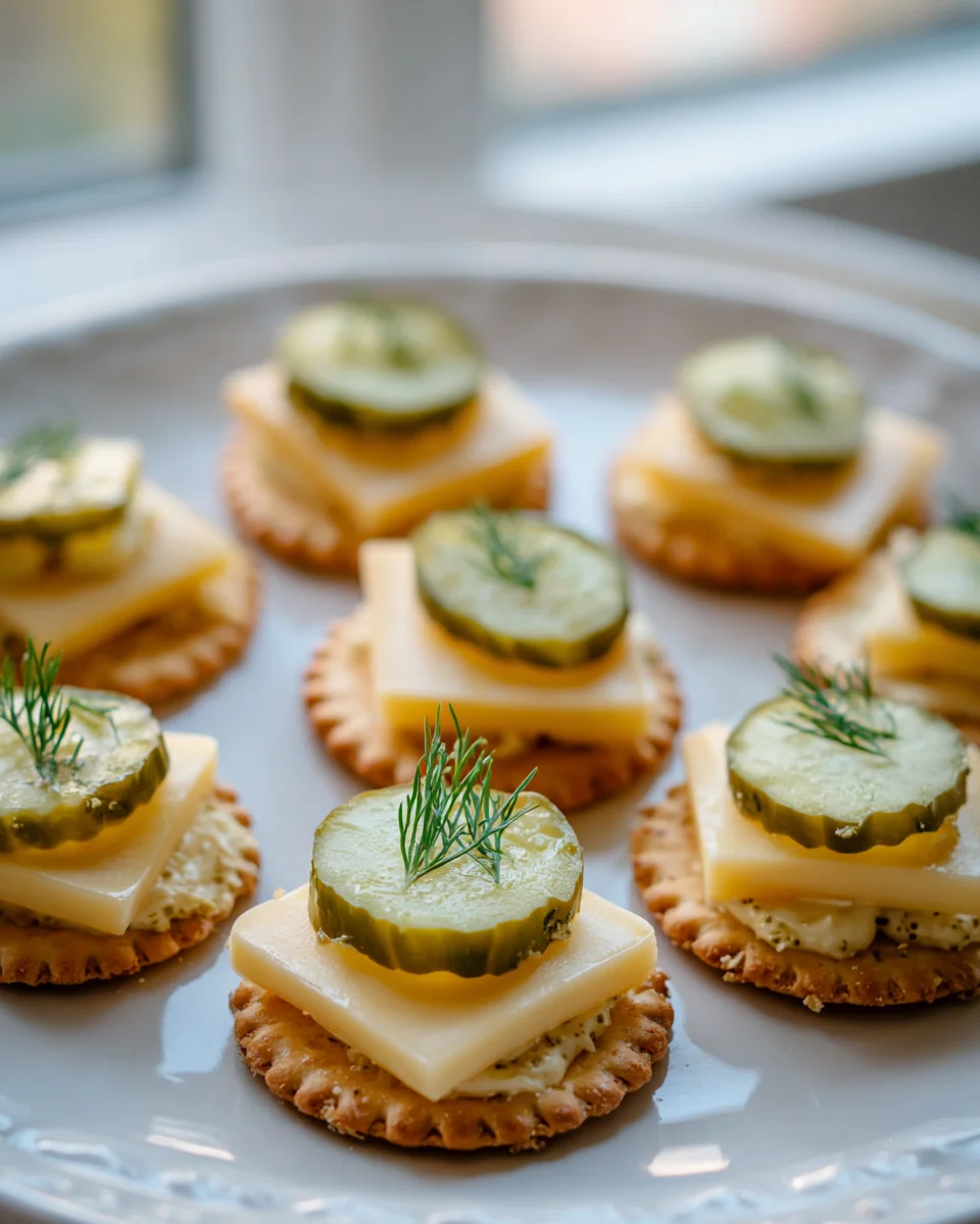 Mini Dill Pickle & Cheese Ritz Appetizers - Easy Party Bites!
