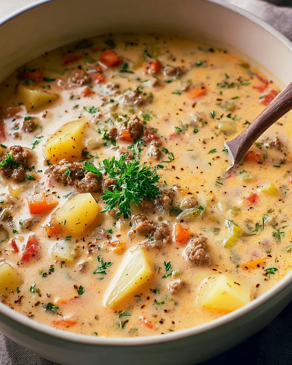 Hearty Beef Sausage Potato Soup for Comforting Warmth