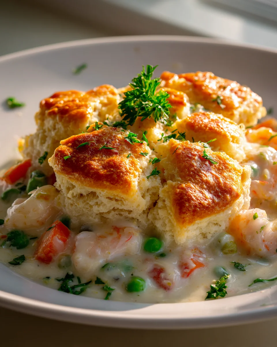 Ultimate Seafood Pot Pie: Cheddar Bay Biscuit Topping