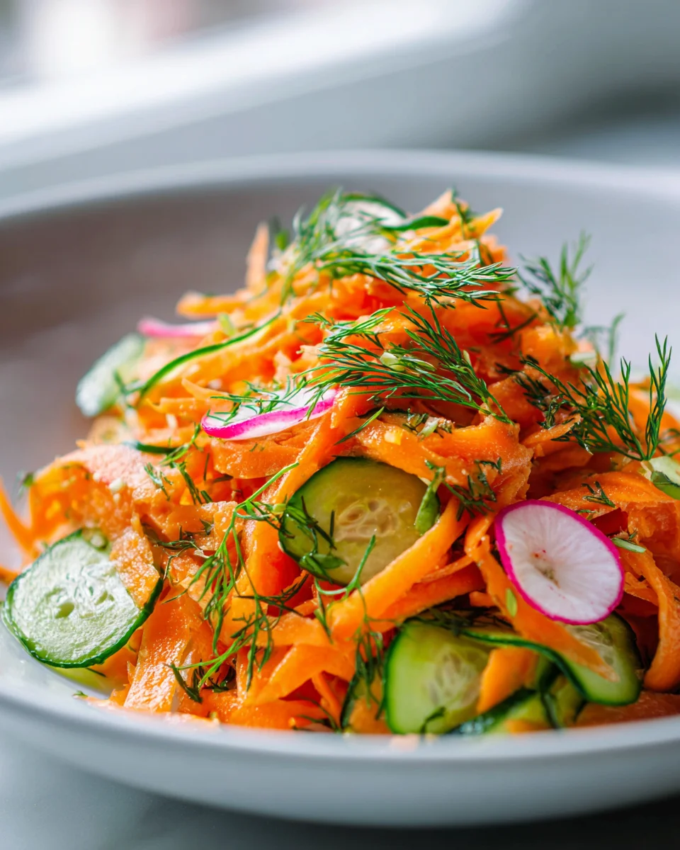 Refreshing Carrot Cucumber Dill Salad with Light Dressing
