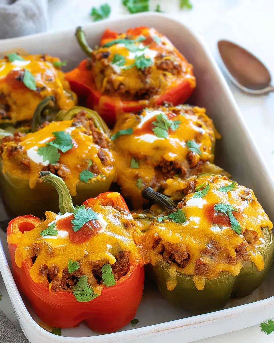 Keto Taco Stuffed Bell Peppers Recipe - Healthy & Delicious!