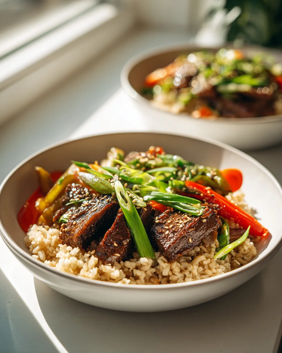 Savory Korean Beef Belly Rice Bowl