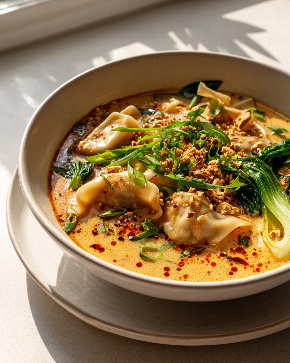Delicious Thai Peanut Chicken Potsticker Soup Recipe to Try!