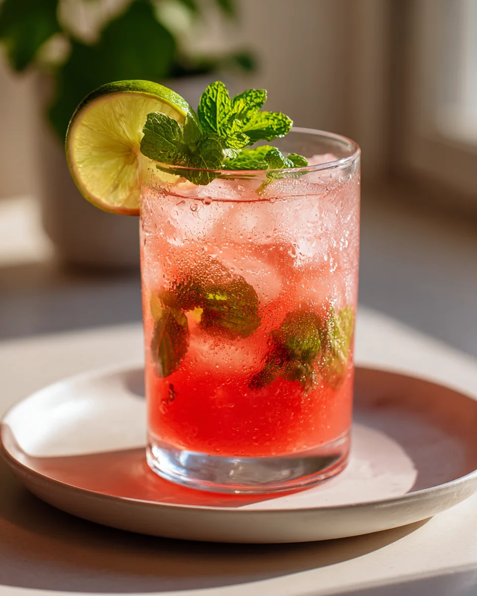 Refreshing Watermelon Mojito Mocktail with Lime & Mint