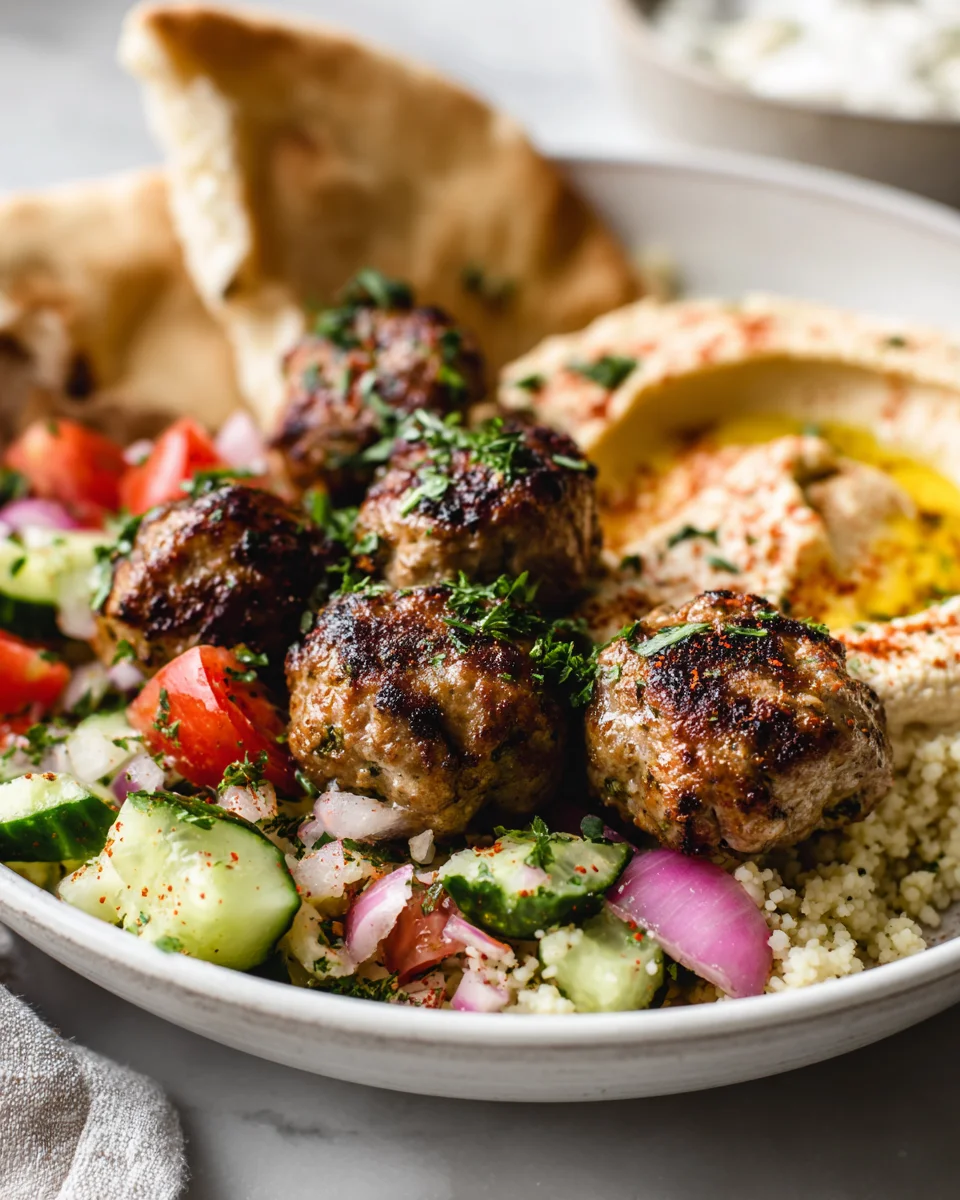 Mediterranean Beef Meatball Pita Bowl