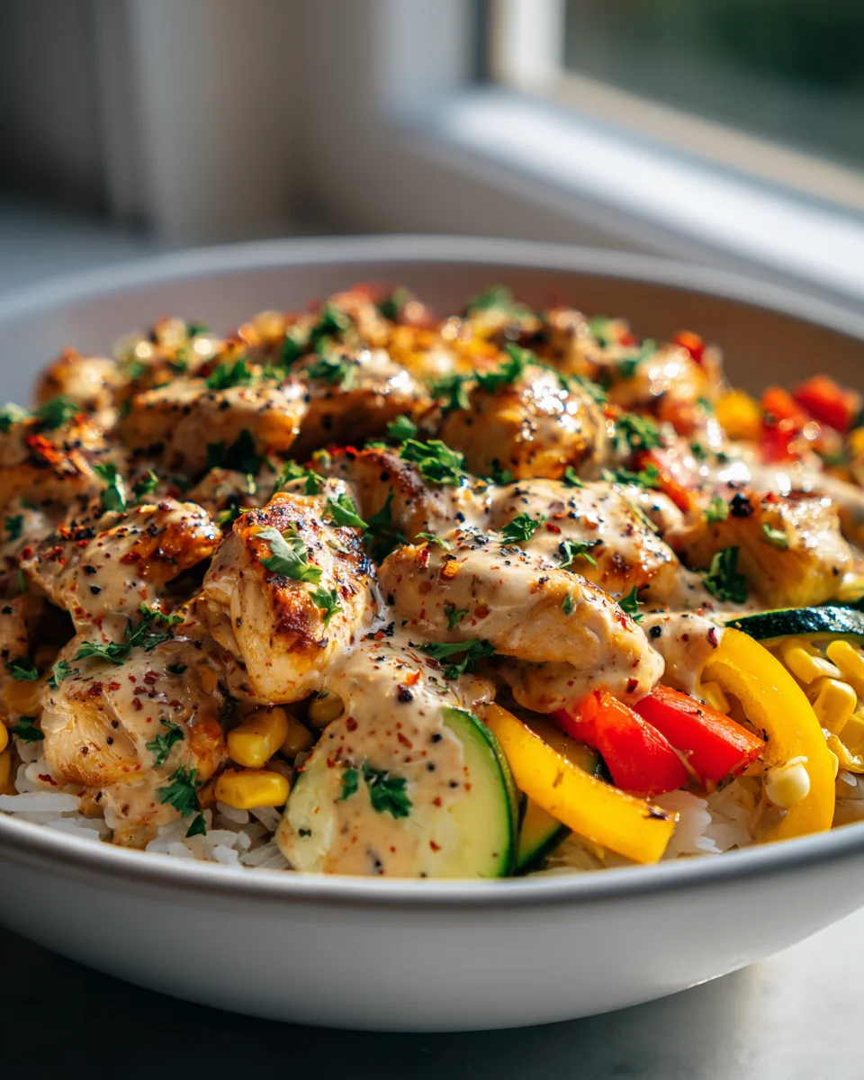 Spicy Ranch Chicken and Veggie Bowls: Flavorful Meal Prep!