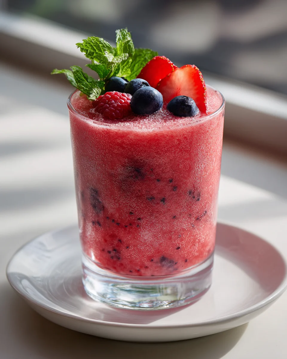 Refreshing Watermelon Berry Slushie with Sparkling Water Recipe