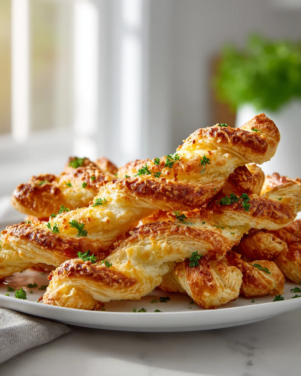 Savory Garlic Parmesan Puff Twists