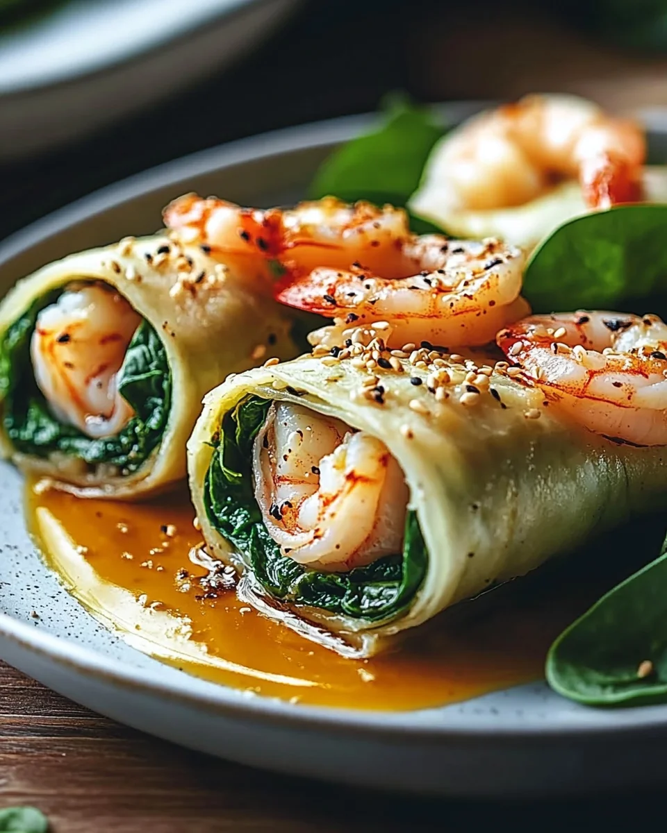 Rouleaux de Crevettes Épinards