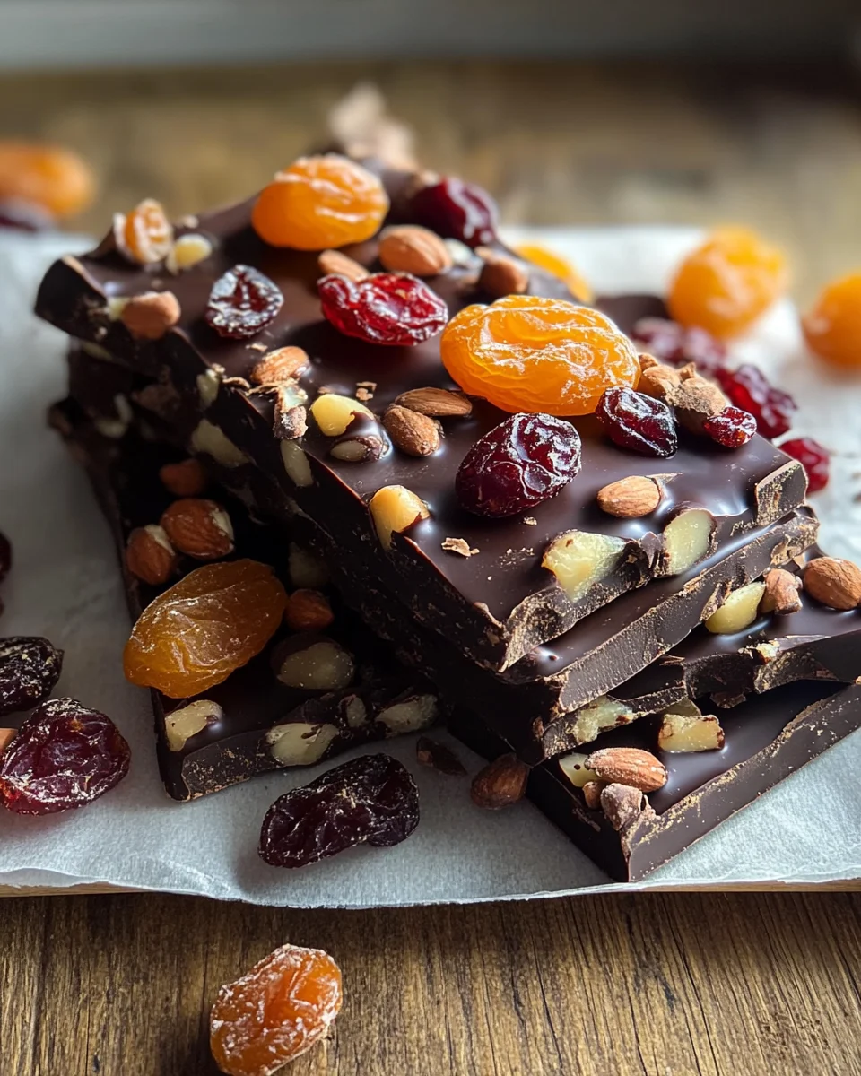 Barres Croquantes au Chocolat Noir et aux Fruits Secs à 3 Ingrédients