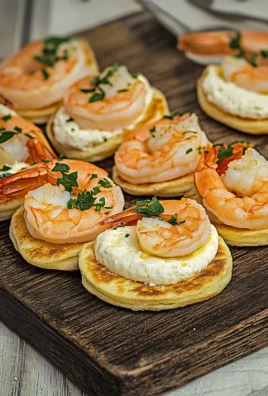 Blinis apéritif aux crevettes et fromage frais