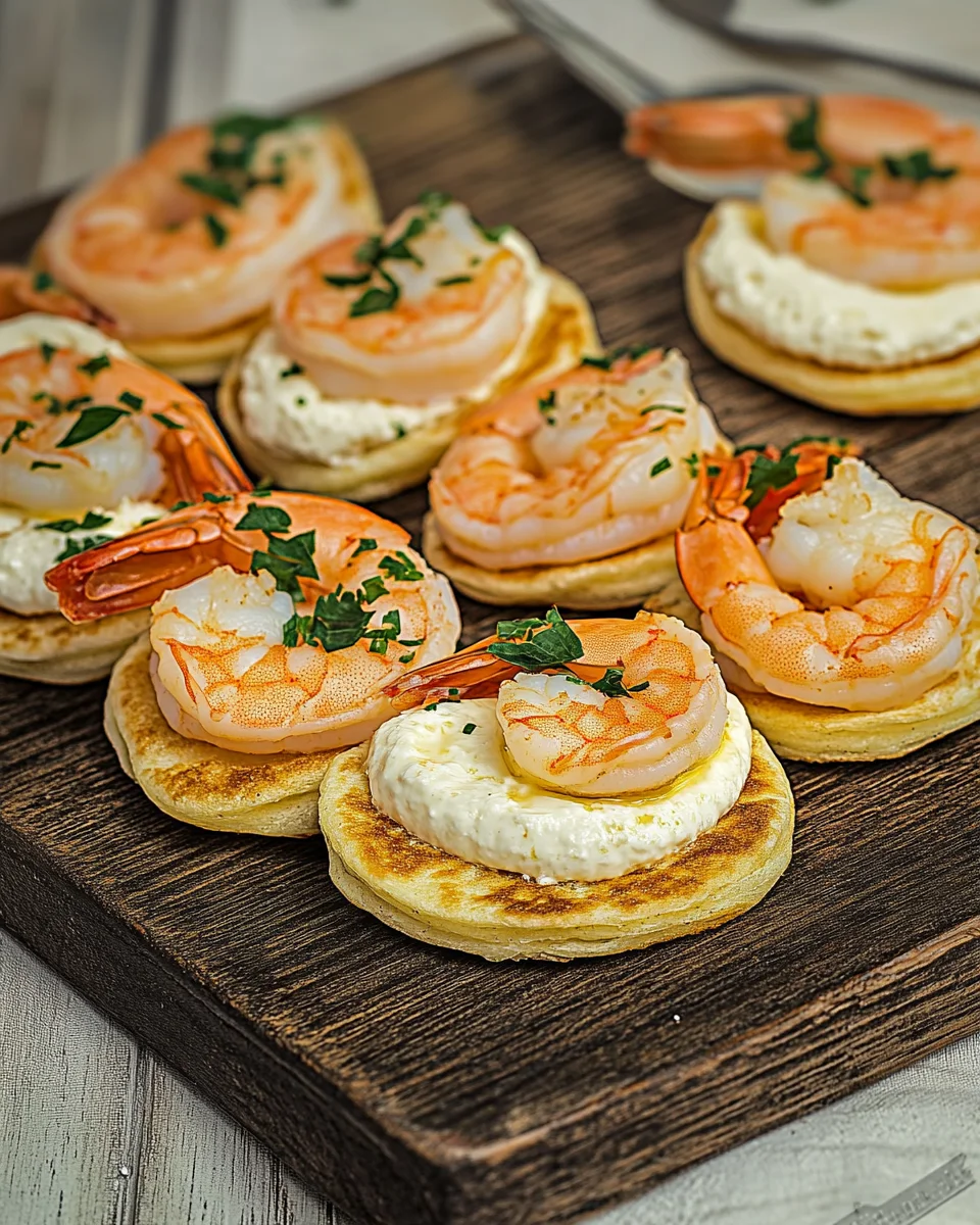 Blinis apéritif aux crevettes et fromage frais