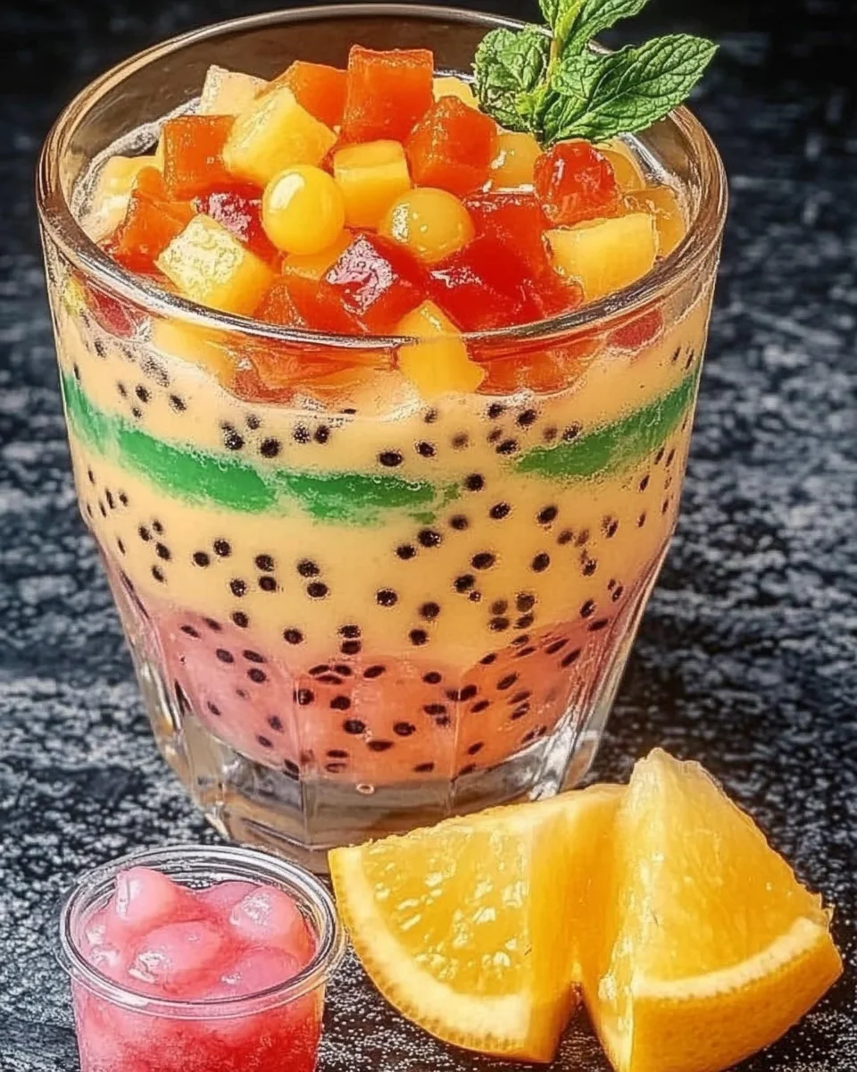 Boisson fruitée à la gelée de tapioca