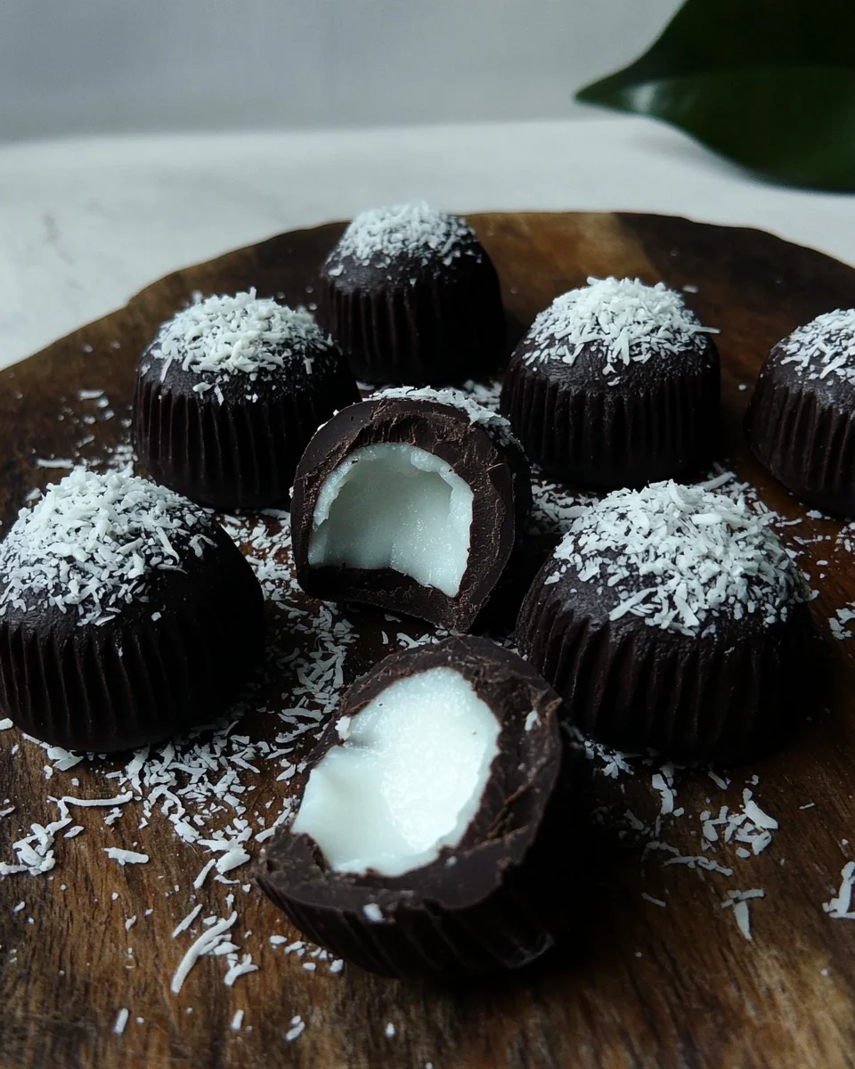 Bouchées Chocolatées Fourrées à la Crème de Coco — Sans Cuisson et 3 Ingrédients