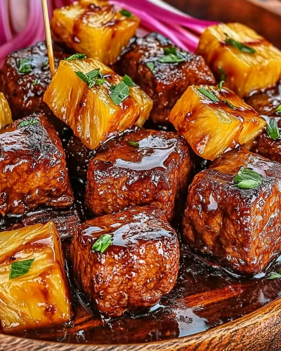 Bouchées de Bœuf à l’Ananas Caramélisé