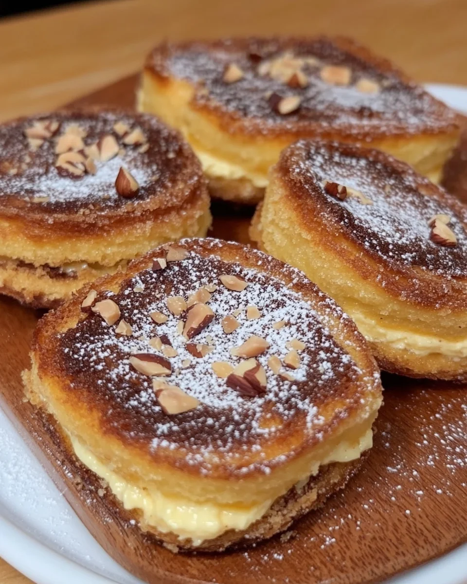 Bouchées de pain perdu farcies à la crème de noisettes