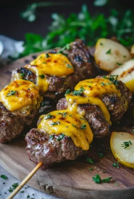 Brochettes de bœuf au cheddar et pommes