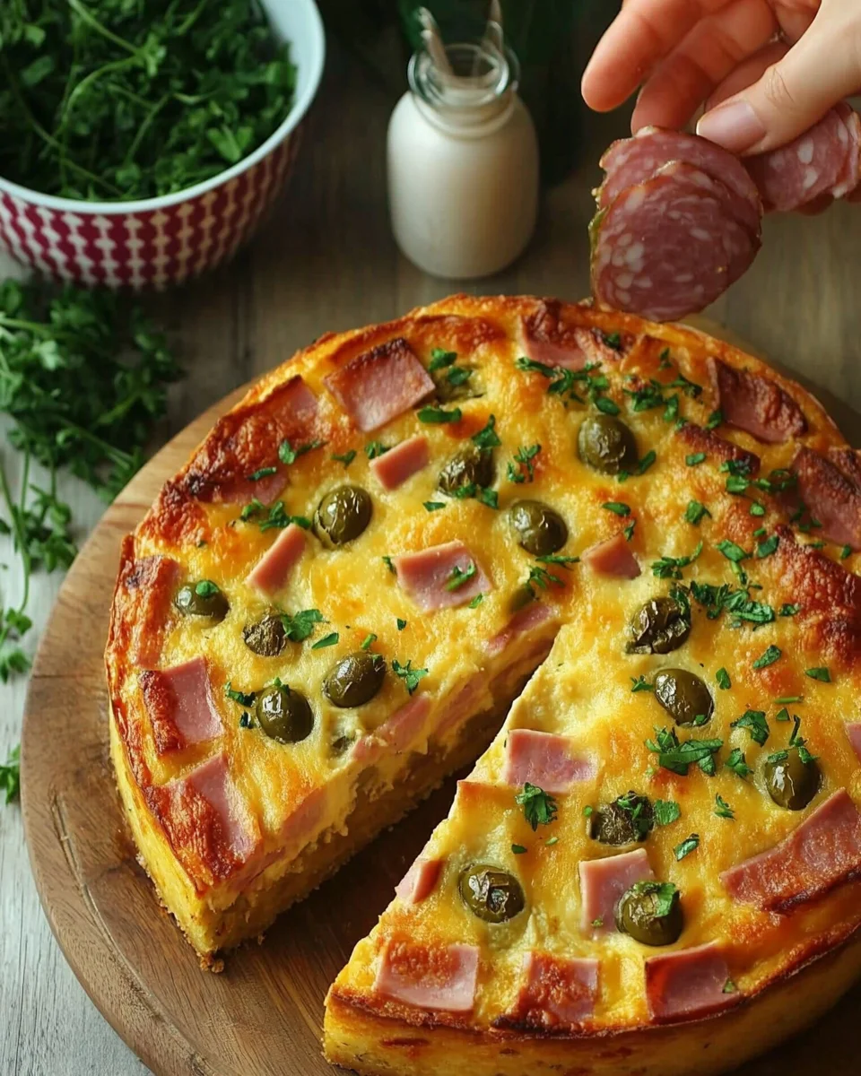 Cake Rustique au Jambon, Emmental et Olives Vertes