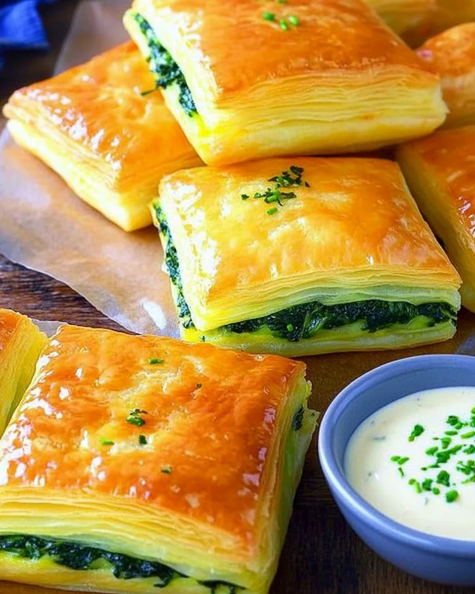 Carrés feuilletés aux épinards et au fromage image 2
