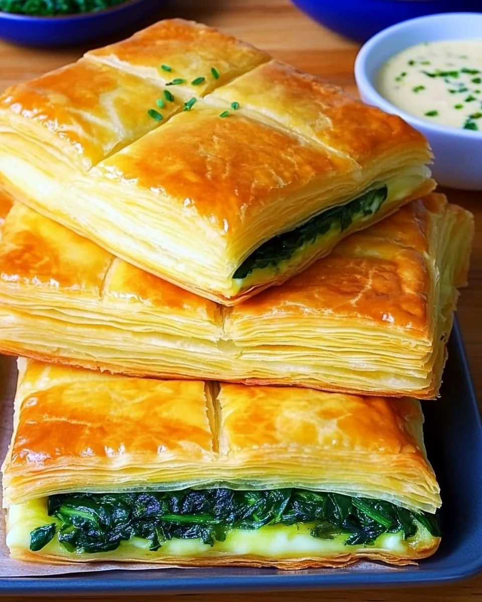 Carrés feuilletés aux épinards et au fromage