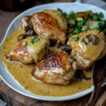 Coq à la moutarde aux cèpes