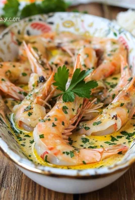 Crevettes à l’Ail, Beurre & Sauce Crémeuse au Vin Blanc