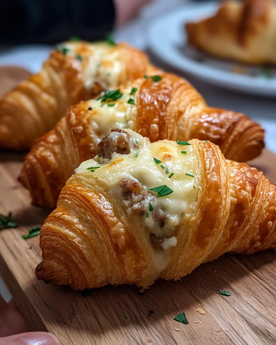 Croissants farcis à la saucisse et à la béchamel
